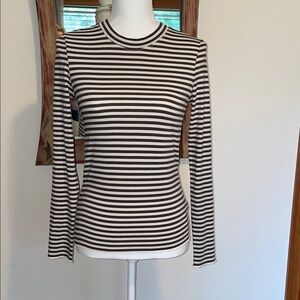 Splendid Olive Green and Ivory Striped Long Sleeve Tee